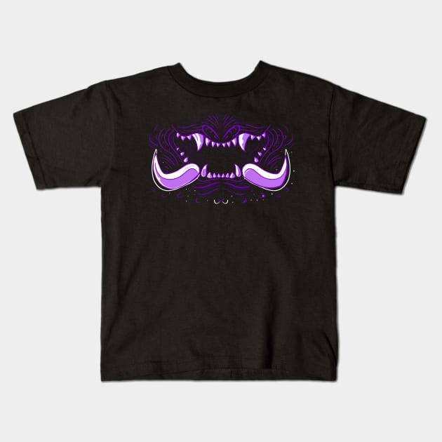 Oni Teeth Kids T-Shirt by Krobilad